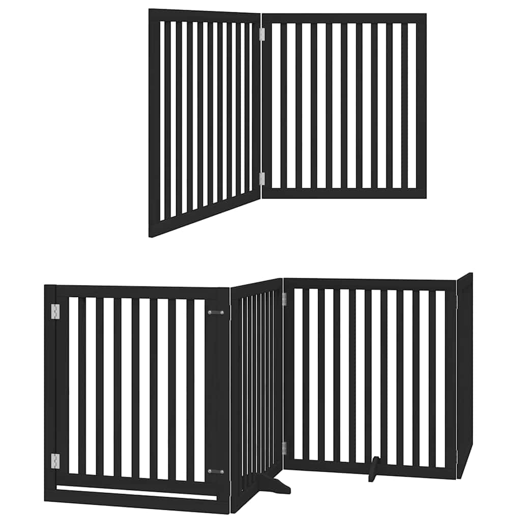 Zábrana Pro Psy S Dvířky Skládací 8 Panelů Černá 640 Cm Topol