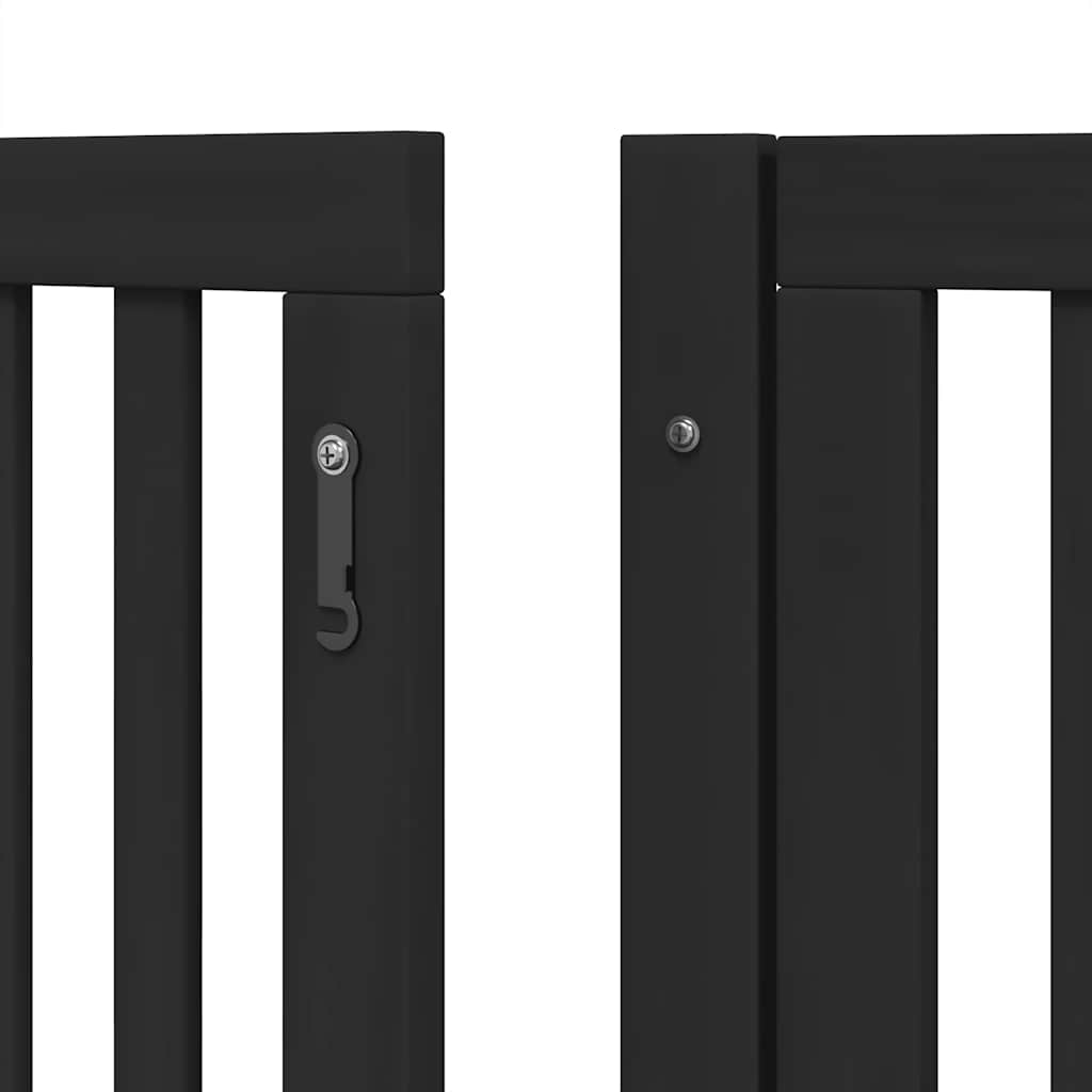 Zábrana Pro Psy S Dvířky Skládací 8 Panelů Černá 640 Cm Topol