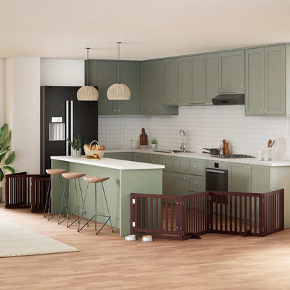 Zábrana Pro Psy S Dvířky Skládací 15 Panelů 750 Cm Topol