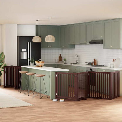 Zábrana Pro Psy S Dvířky Skládací 15 Panelů 750 Cm Topol