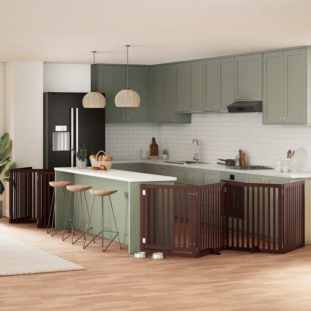 Zábrana Pro Psy S Dvířky Skládací 15 Panelů 750 Cm Topol