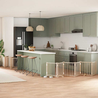 Zábrana Pro Psy S Dvířky Skládací 12 Panelů 600 Cm Topol