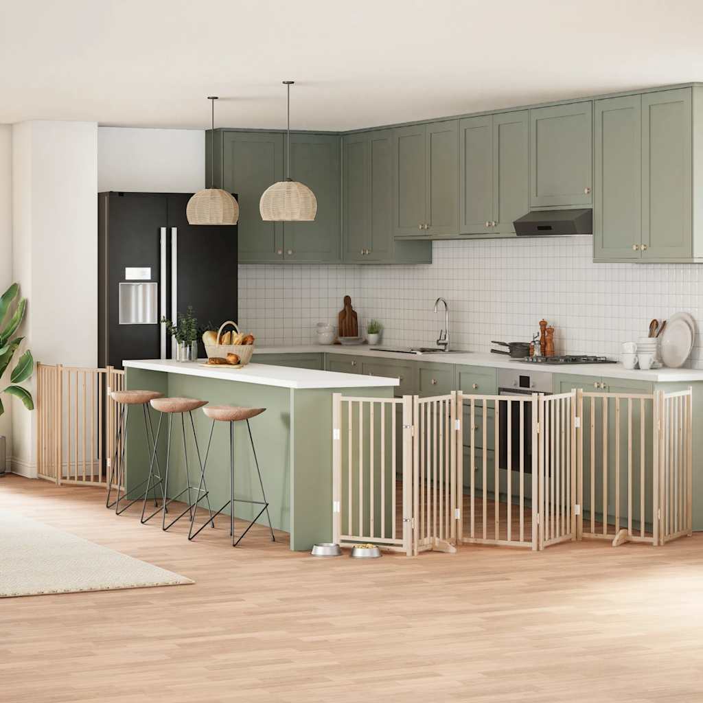 Zábrana Pro Psy S Dvířky Skládací 12 Panelů 600 Cm Topol