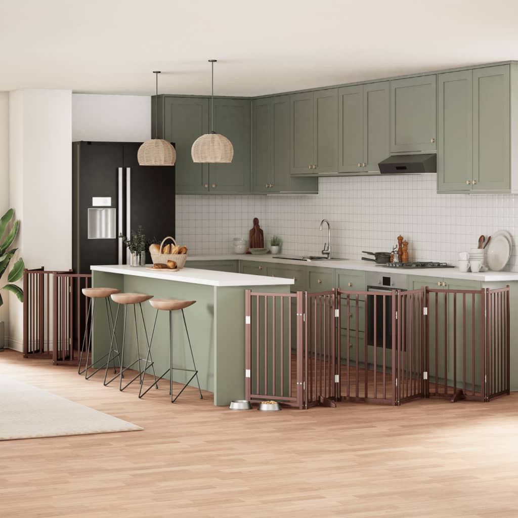 Zábrana Pro Psy S Dvířky Skládací 12 Panelů 600 Cm Topol