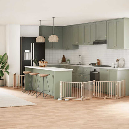 Zábrana Pro Psy S Dvířky Skládací 12 Panelů 600 Cm Topol