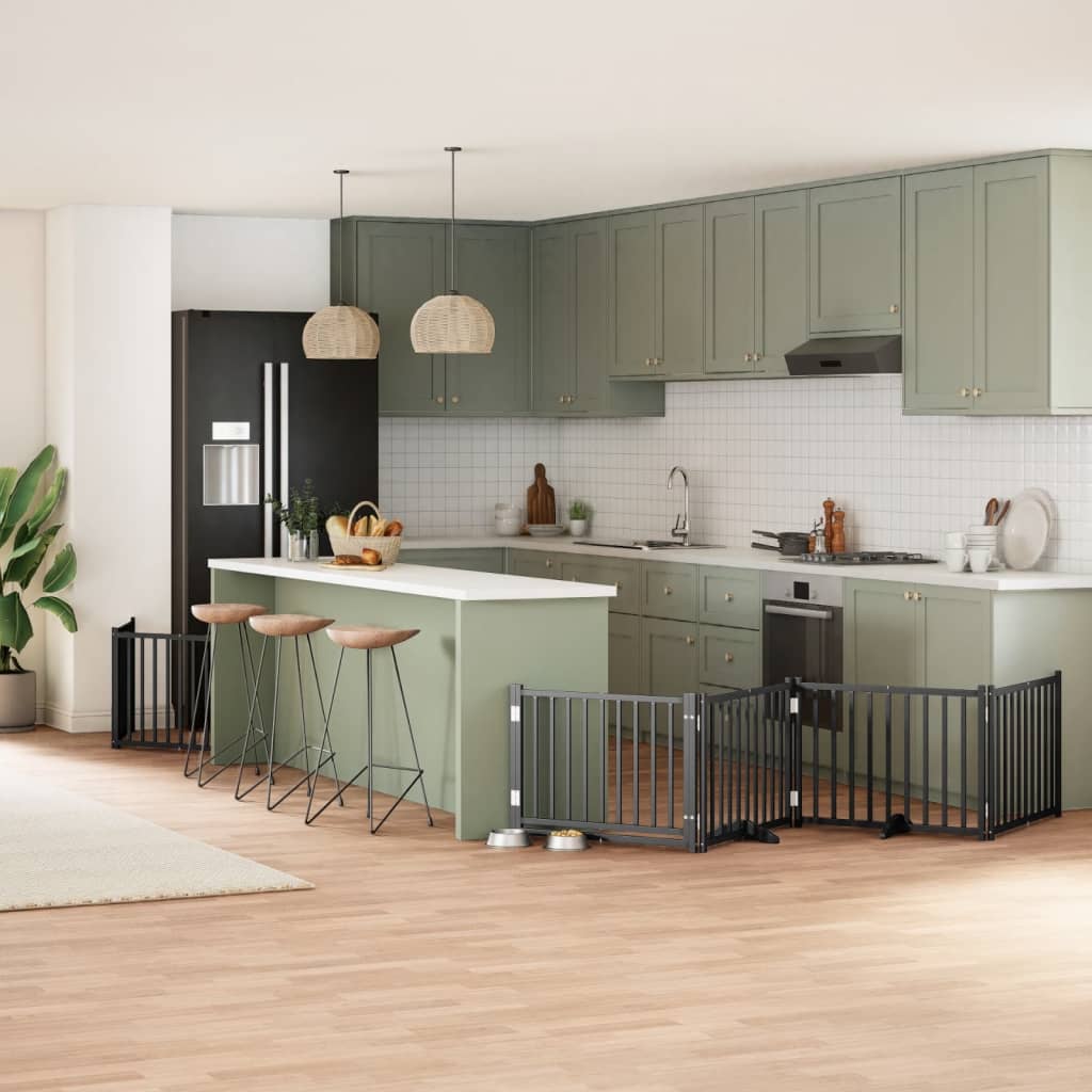 Zábrana Pro Psy S Dvířky Skládací 12 Panelů 600 Cm Topol