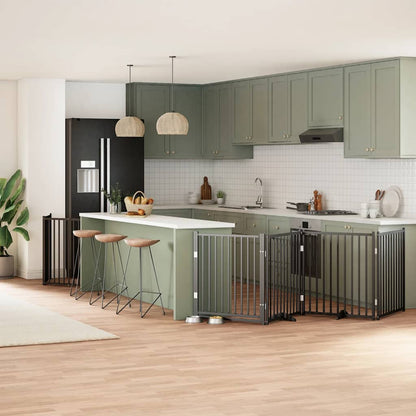 Zábrana Pro Psy S Dvířky Skládací 12 Panelů 600 Cm Topol