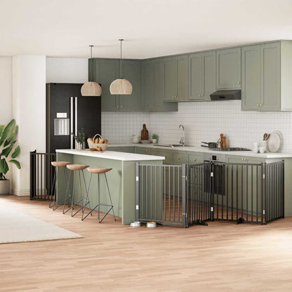 Zábrana Pro Psy S Dvířky Skládací 12 Panelů 600 Cm Topol