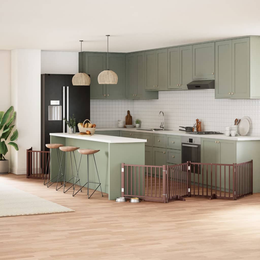 Zábrana Pro Psy S Dvířky Skládací 12 Panelů 600 Cm Topol