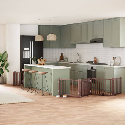 Zábrana Pro Psy S Dvířky Skládací 12 Panelů 600 Cm Topol