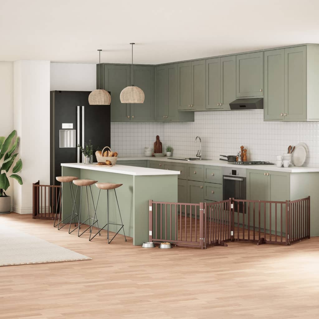 Zábrana Pro Psy S Dvířky Skládací 12 Panelů 600 Cm Topol