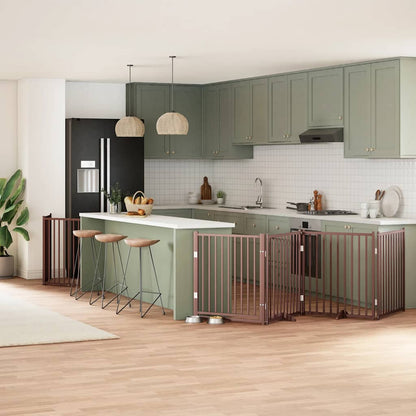 Zábrana Pro Psy S Dvířky Skládací 12 Panelů 600 Cm Topol