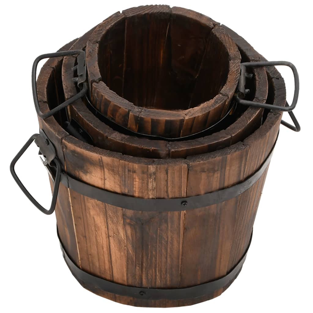 3Dílná Sada Dřevěných Truhlíků Masivní Jedlové Dřevo