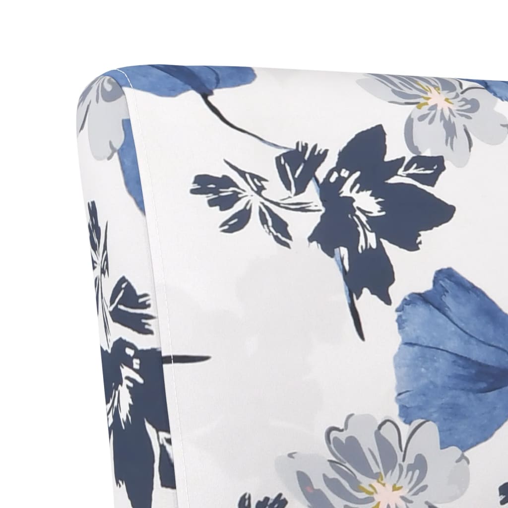 Nízké Křeslo Bez Područek Modré Květiny Textil