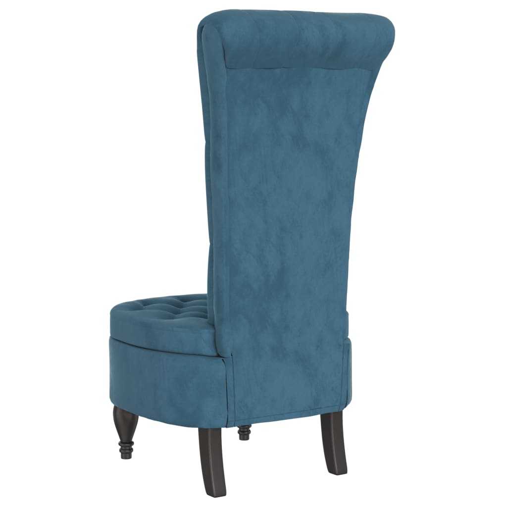 Židle s vysokým opěradlem modrá samet design s knoflíky