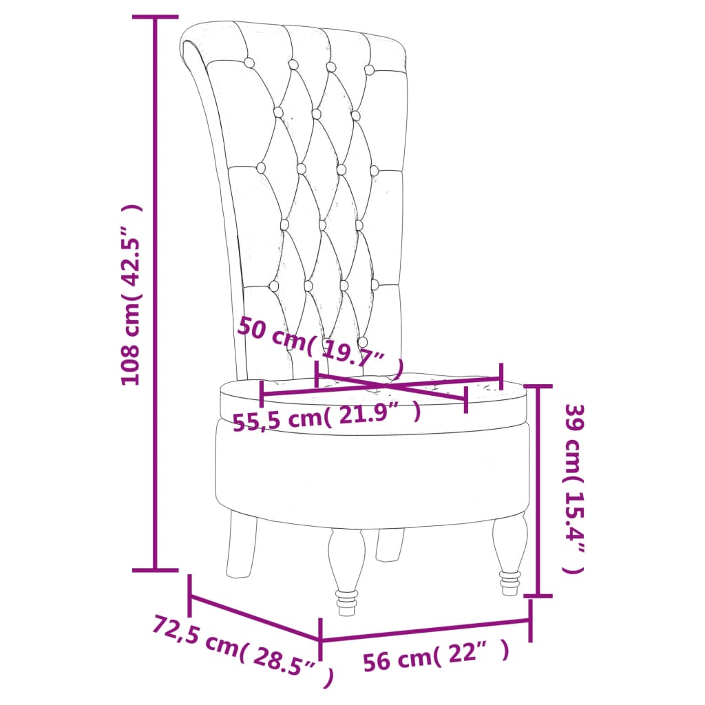 Židle S Vysokým Opěradlem Samet Design S Knoflíky