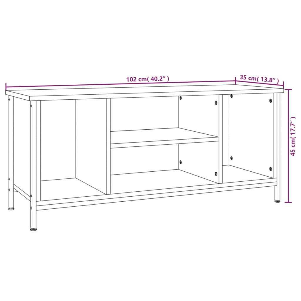 Tv Skříňka Šedá Sonoma 102 X 35 X 45 Cm Kompozitní Dřevo