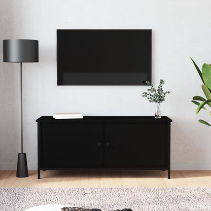 Tv Skříňka S Dvířky Černá 60 X 35 X 45 Cm Kompozitní Dřevo