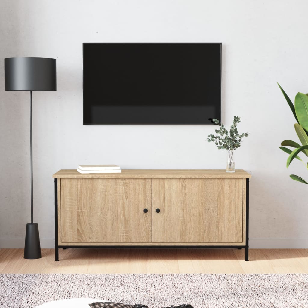 Tv Skříňka S Dvířky Černá 60 X 35 X 45 Cm Kompozitní Dřevo