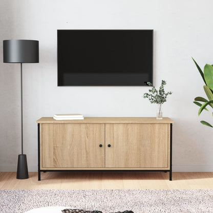 Tv Skříňka S Dvířky Černá 60 X 35 X 45 Cm Kompozitní Dřevo