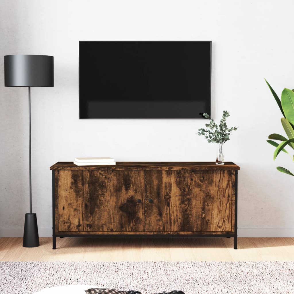 Tv Skříňka S Dvířky Černá 60 X 35 X 45 Cm Kompozitní Dřevo