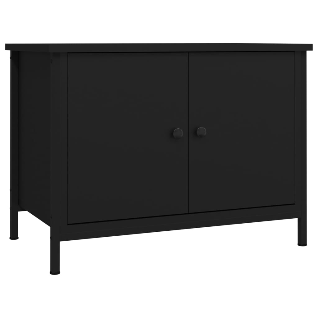 Tv Skříňka S Dvířky Černá 60 X 35 X 45 Cm Kompozitní Dřevo