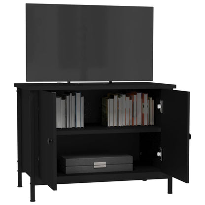 Tv Skříňka S Dvířky Černá 60 X 35 X 45 Cm Kompozitní Dřevo