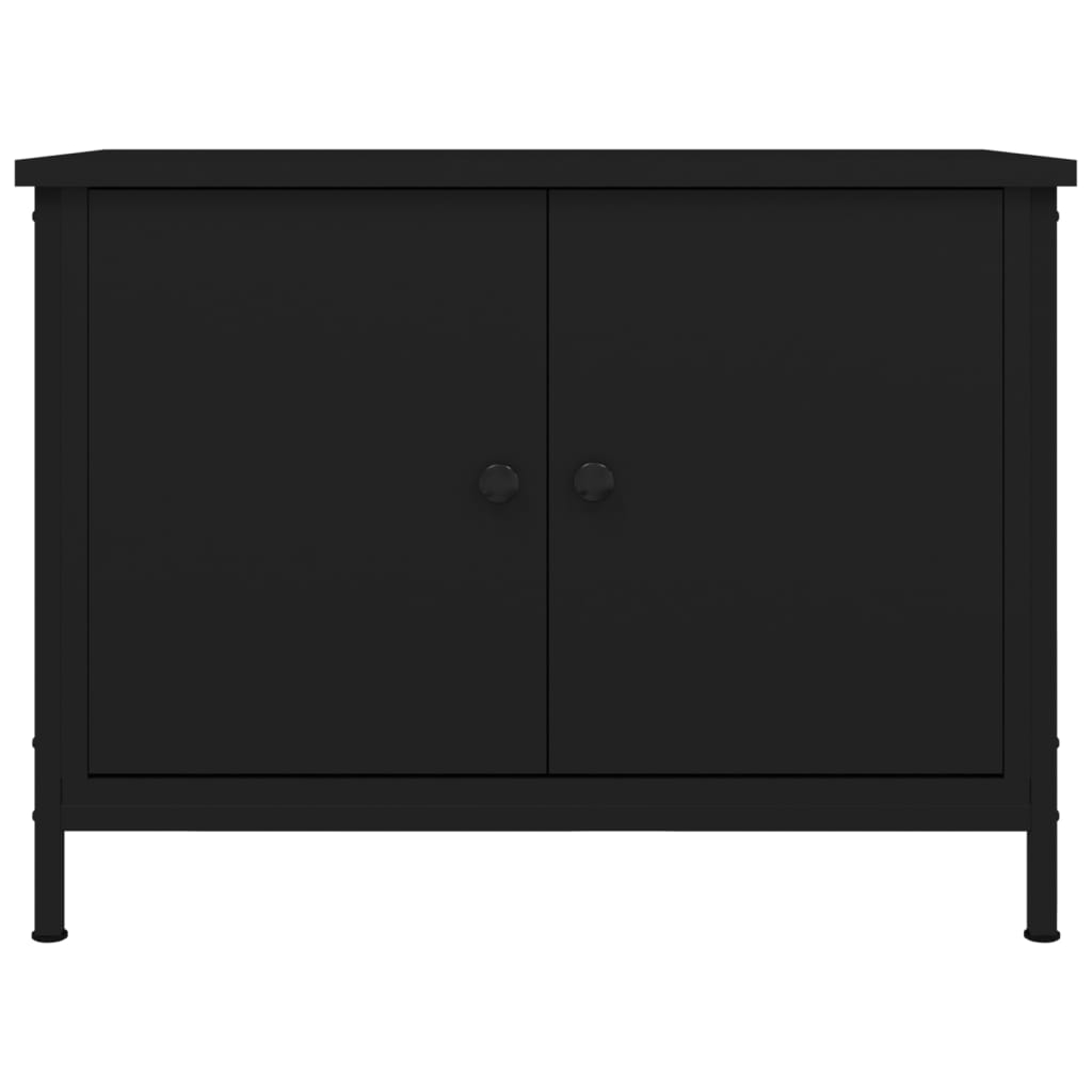 Tv Skříňka S Dvířky Černá 60 X 35 X 45 Cm Kompozitní Dřevo