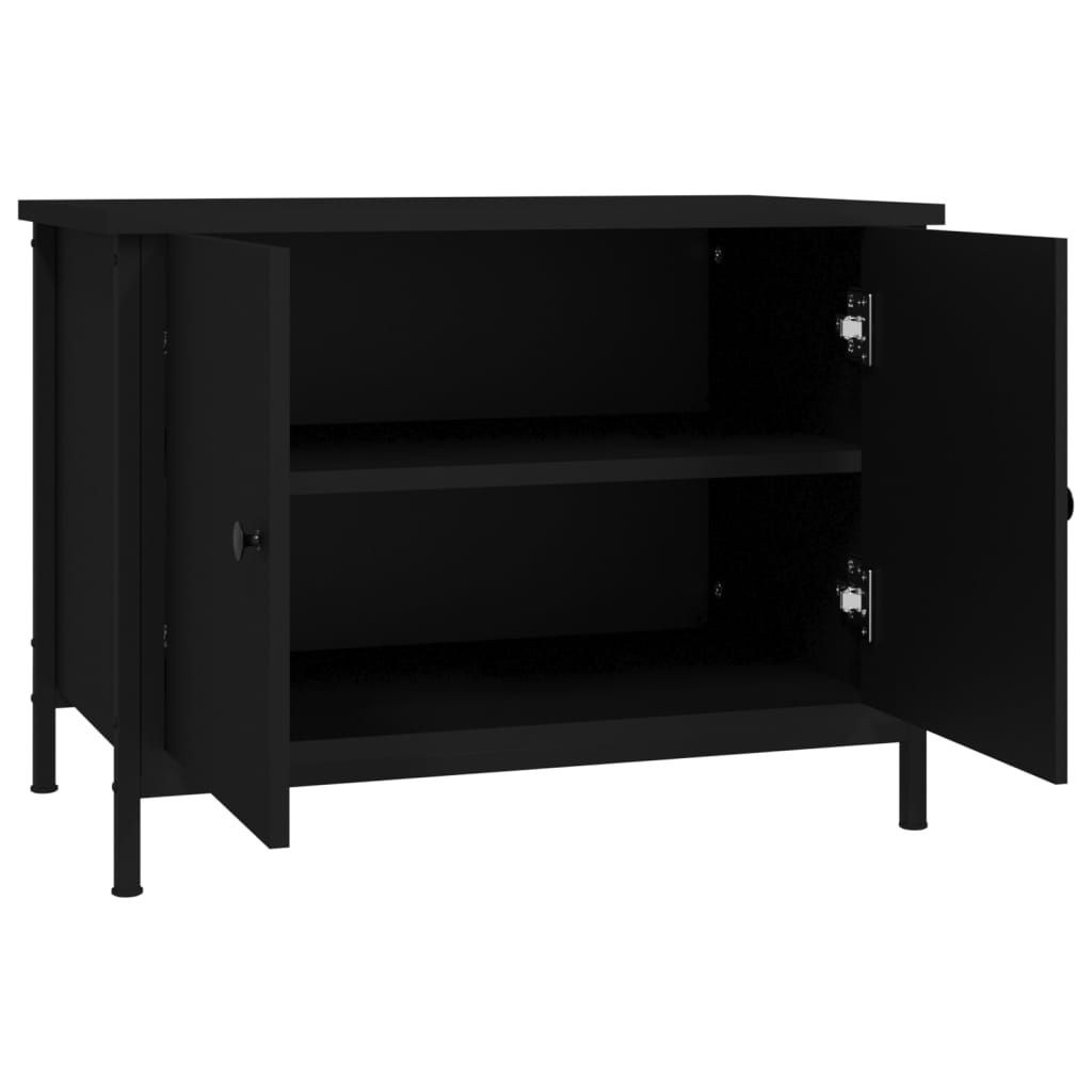 Tv Skříňka S Dvířky Černá 60 X 35 X 45 Cm Kompozitní Dřevo