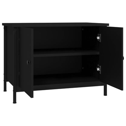 Tv Skříňka S Dvířky Černá 60 X 35 X 45 Cm Kompozitní Dřevo