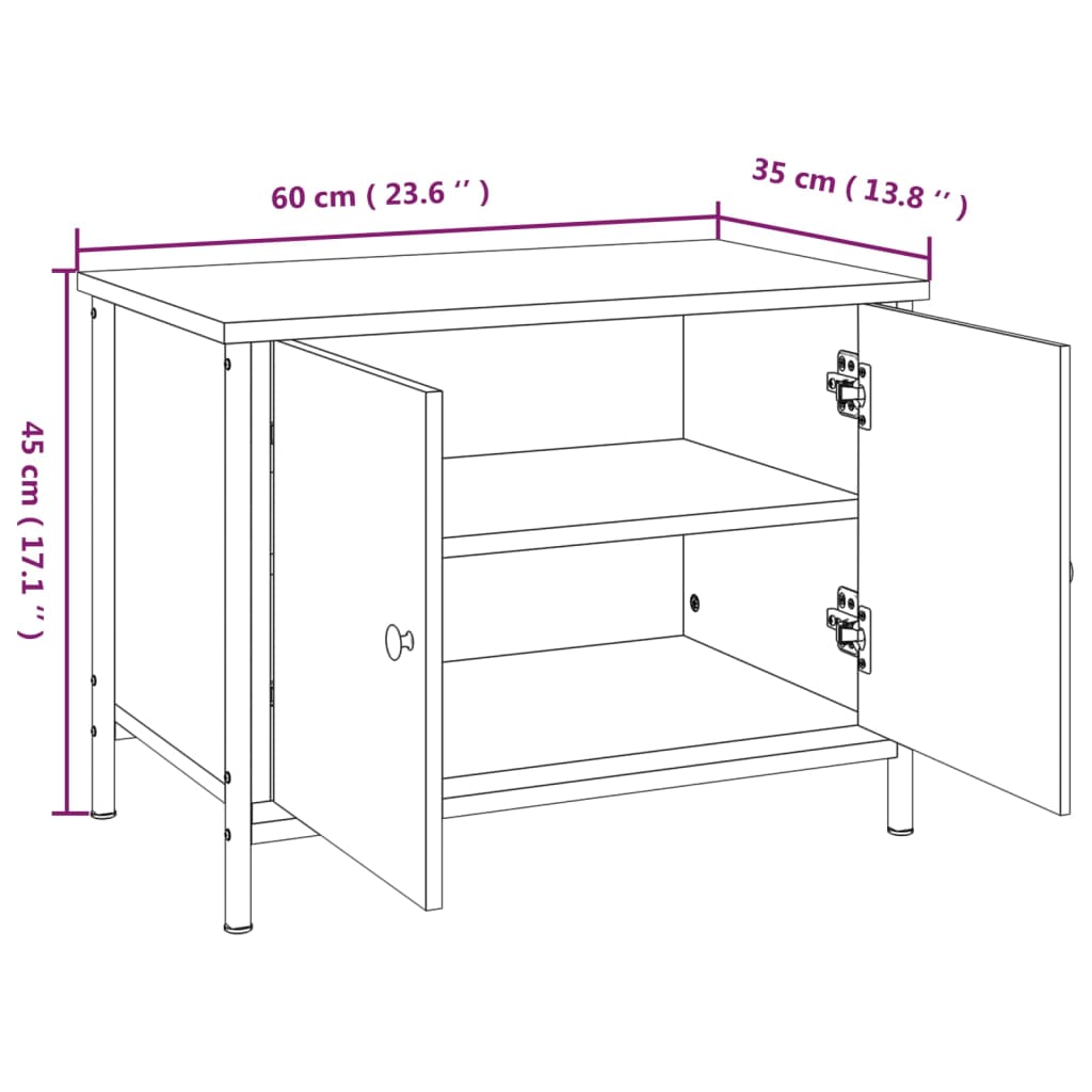 Tv Skříňka S Dvířky Černá 60 X 35 X 45 Cm Kompozitní Dřevo