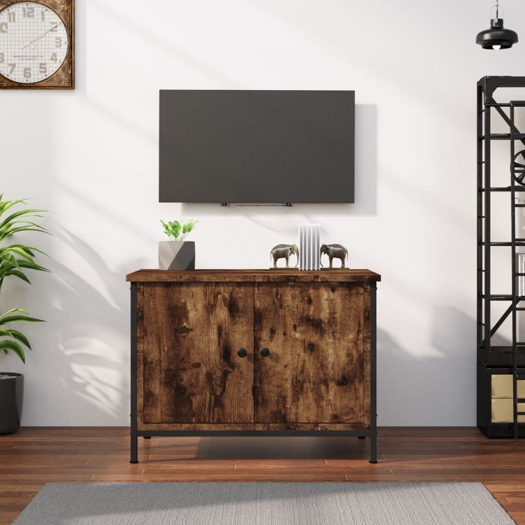 Tv Skříňka S Dvířky Černá 60 X 35 X 45 Cm Kompozitní Dřevo