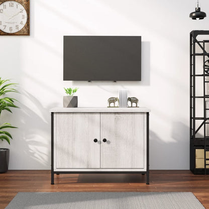 Tv Skříňka S Dvířky Černá 60 X 35 X 45 Cm Kompozitní Dřevo