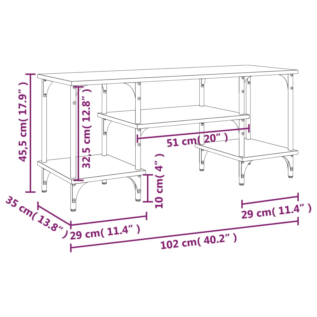 Tv Skříňka Šedá Sonoma 102 X 35 X 45,5 Cm Kompozitní Dřevo