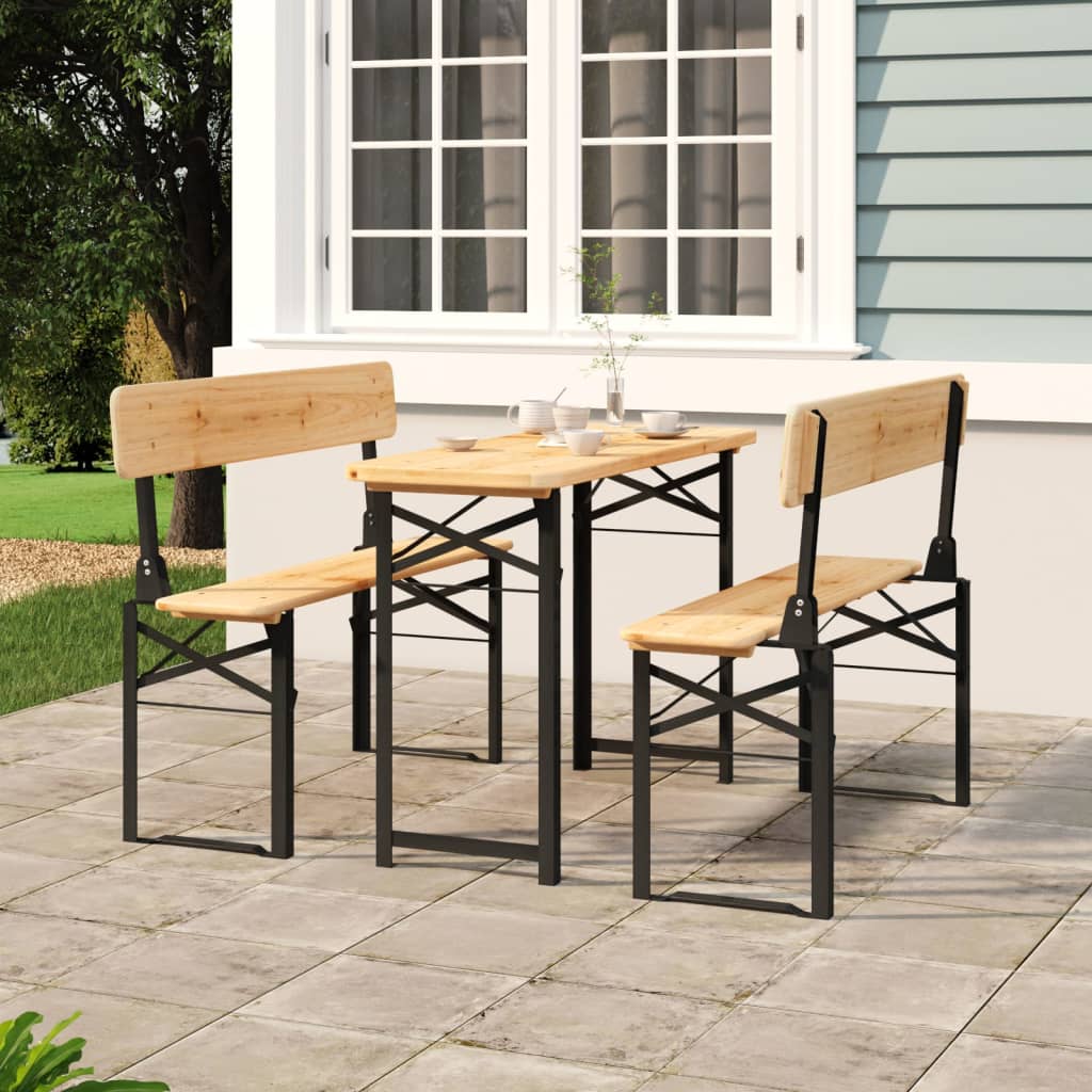 3Dílný Skládací Bistro Set Masivní Jedlové Dřevo