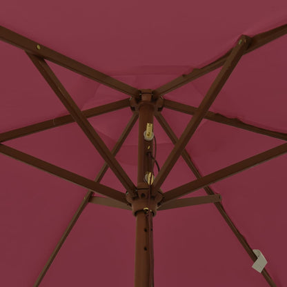 Zahradní Slunečník S Dřevěnou Tyčí Bordó 196 X 231 Cm