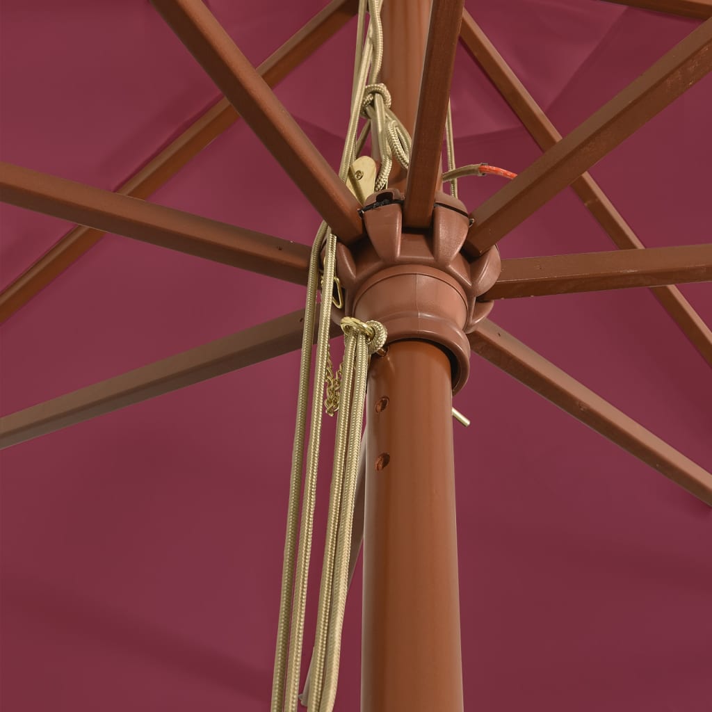 Zahradní Slunečník S Dřevěnou Tyčí Bordó 400 X 273 Cm