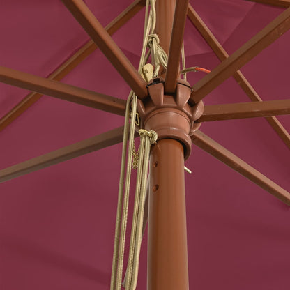 Zahradní Slunečník S Dřevěnou Tyčí Bordó 400 X 273 Cm