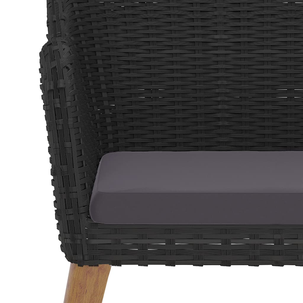 5Dílný Zahradní Jídelní Set S Poduškami Černý