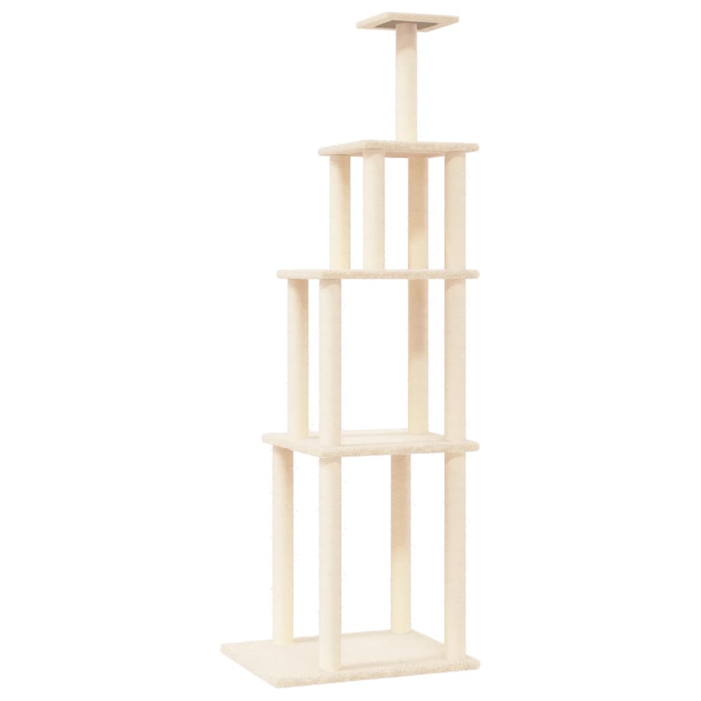 Škrabadlo Pro Kočky Se Sisalovými Sloupky Krémové 183 Cm