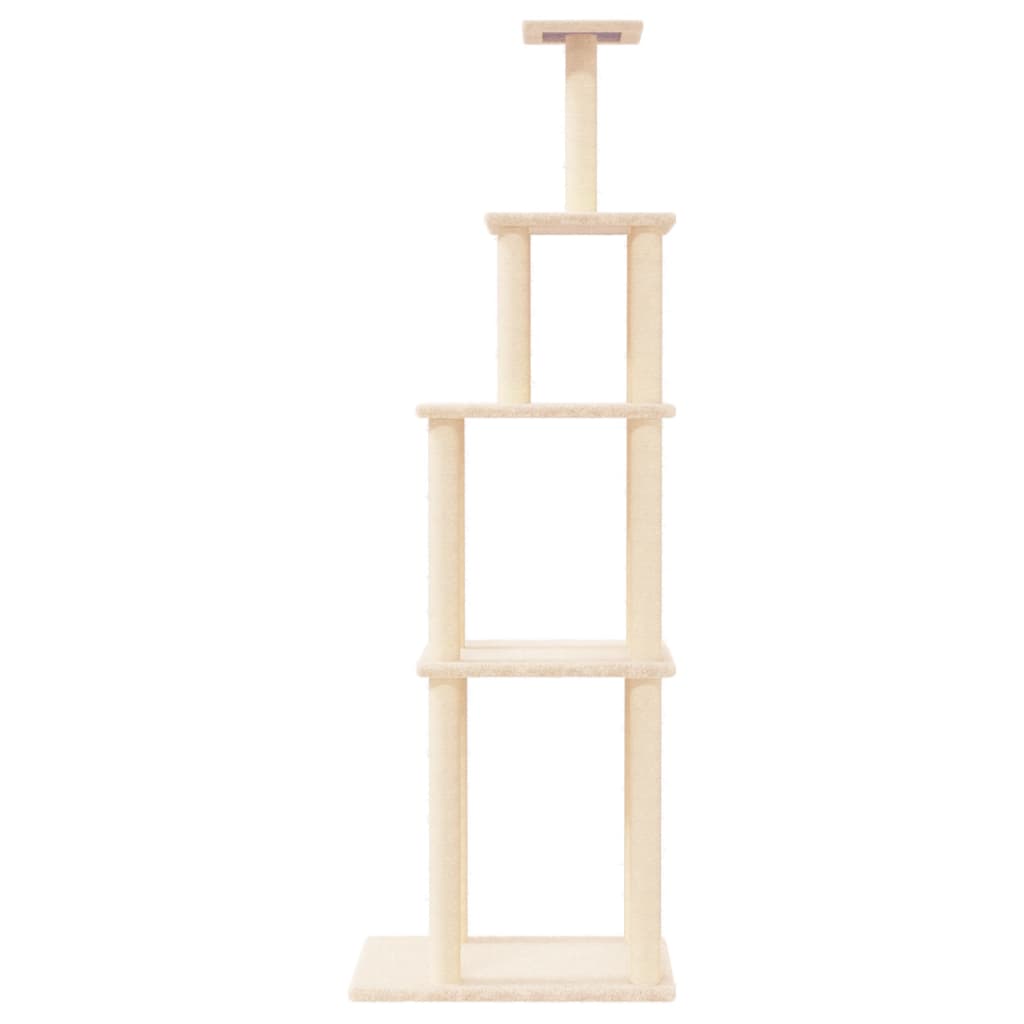 Škrabadlo Pro Kočky Se Sisalovými Sloupky Krémové 183 Cm