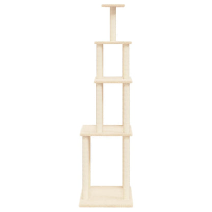 Škrabadlo Pro Kočky Se Sisalovými Sloupky Krémové 183 Cm