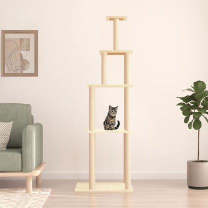 Škrabadlo Pro Kočky Se Sisalovými Sloupky Krémové 183 Cm