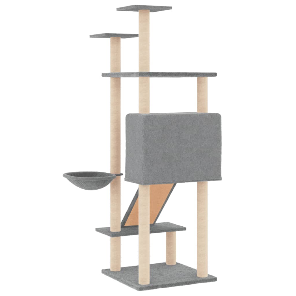 Škrabadlo Pro Kočky Se Sisalovými Sloupky Světle Šedé 153 Cm