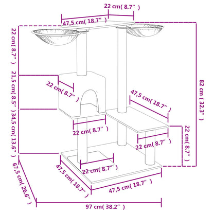 Škrabadlo Pro Kočky Se Škrabacími Sloupky Světle Šedé 82 Cm