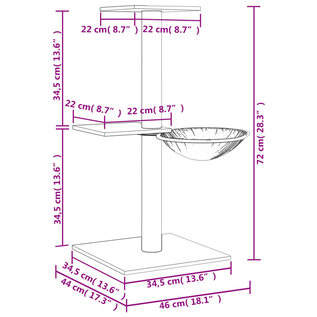 Škrabadlo Pro Kočky Se Sisalovými Sloupky Tmavě Šedé 72 Cm