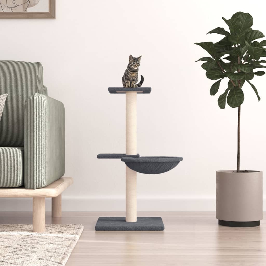 Škrabadlo Pro Kočky Se Sisalovými Sloupky Tmavě Šedé 72 Cm