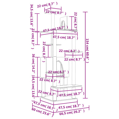 Škrabadlo Pro Kočky Se Sisalovými Sloupky Tmavě Šedé 154 Cm