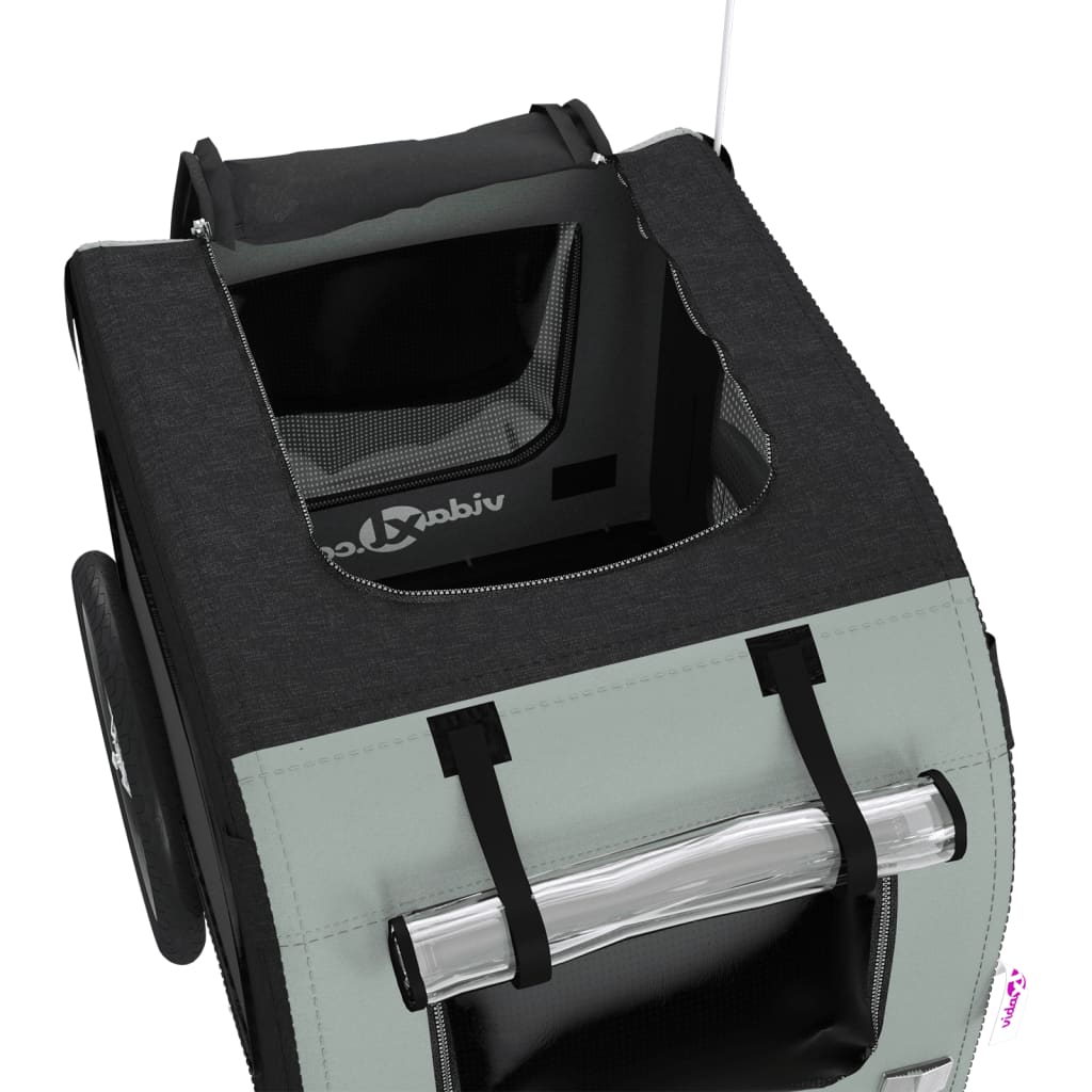 Vozík Za Kolo Pro Psa Černý A Šedý Oxfordská Tkanina A Železo