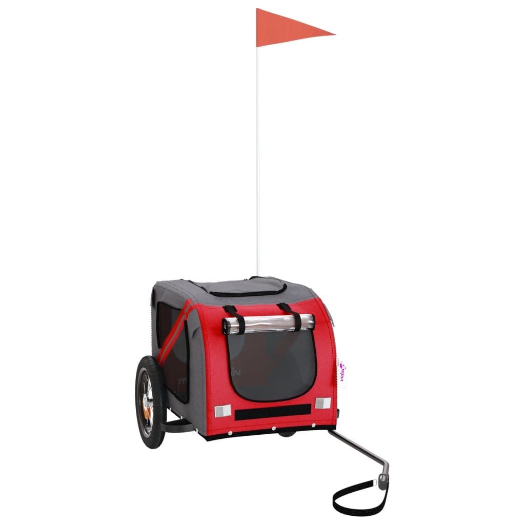 Vozík Za Kolo Pro Psa Červený A Šedý Oxfordská Tkanina/Železo